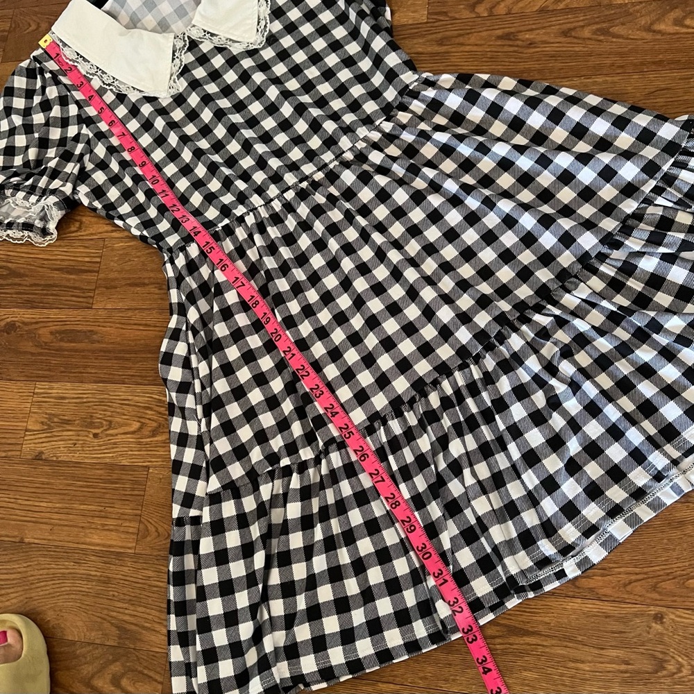 Hot Topic Black & White Buffalo Checkered Tiered Dress Size M - Picture 9 of 12